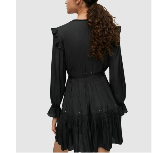 🍒NWT🍒 MAJE STUDDED SATIN MINI DRESS - Picture 6 of 12